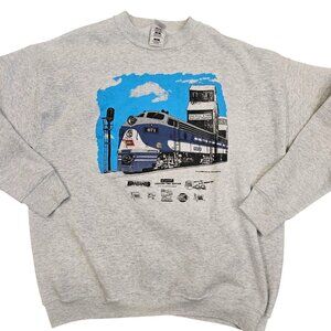 90s Wabash 671 Train Graphic Sweatshirt‎ Gray Mens XL Mad River Railroad Museum